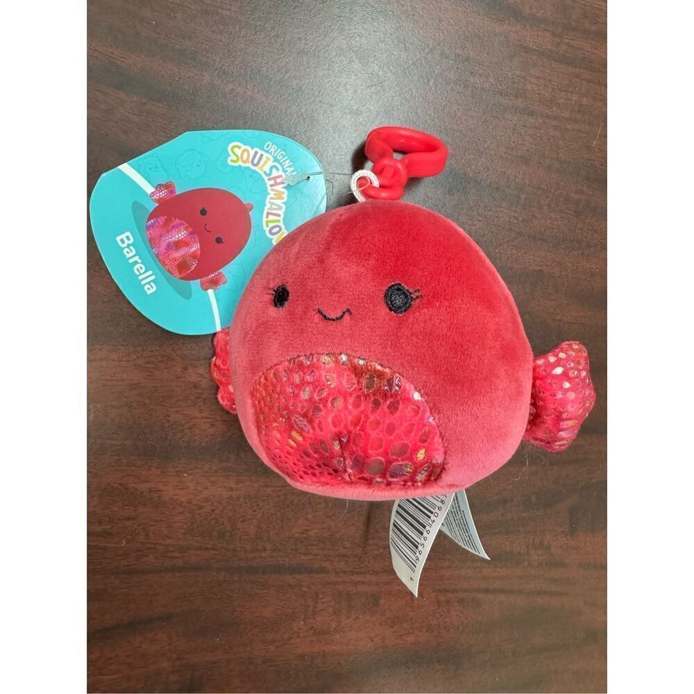NWT Barella Beta Fish Squishmallows 3.5 Inch Backpack Clip